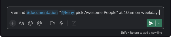 Screenshot of how to set a Slack reminder